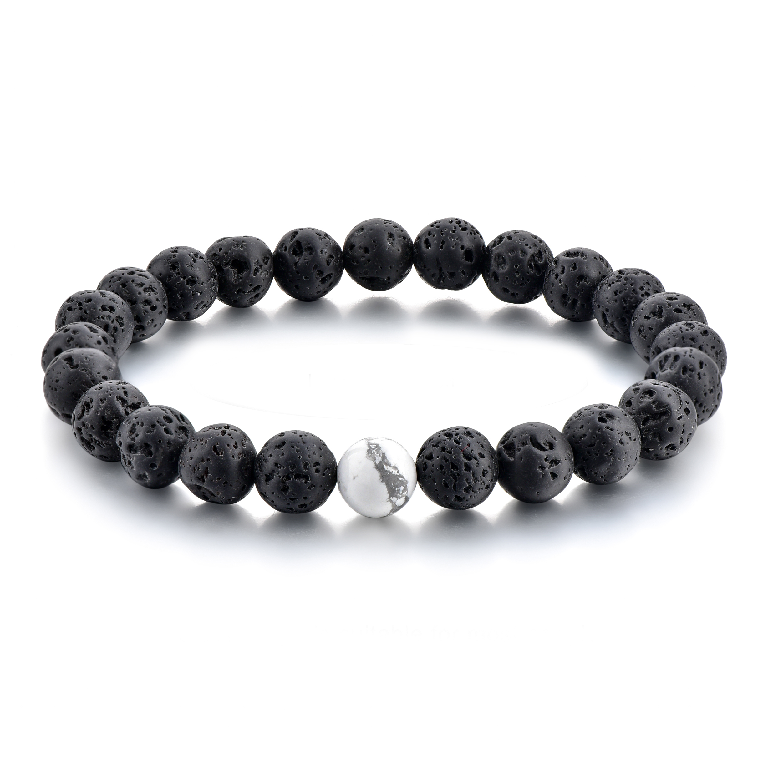 8MM Natural Lava Stone Strands Distance Bracelets Men Women Volcanic Rock Beads Couple Bracelet White Howlite Stone Lovers Bracelet Set Jewelry Gift