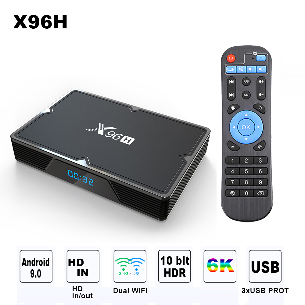 X96H Android 9.0 smart tv box 4GB 32GB Bluetooth 4.1 2.4g/5g wifi in set top box 3 usb port 2G 16G media player PK X96
X96H Android 9.0 smart tv box 4GB 32GB Bluetooth 4.1 2.4g/5g wifi in set top box 3 usb port 2G 16G media player PK X96