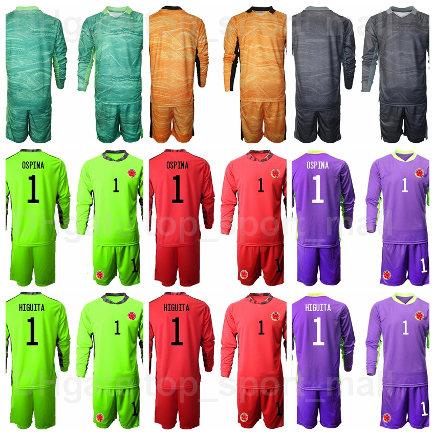 Men Colombia Goalkeeper Soccer 12 Camilo Vargas Long Sleeve Jersey Set GK Goalie 1 David Ospina Team Purple Brown Black Red Green National Team Football Shirt Kits
Men Colombia Goalkeeper Soccer 12 Camilo Vargas Long Sleeve Jersey Set GK Goalie 1 David Ospina Team Purple Brown Black Red Green National Team Football Shirt Kits