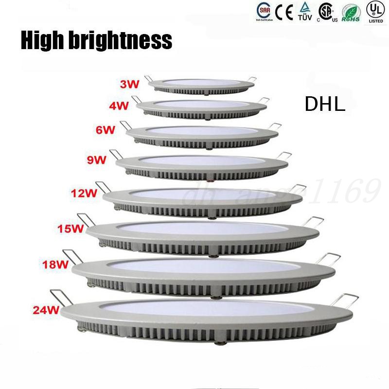 

Dimmable Round Led Panel Light SMD 2835 3W 9W 12W 15W 18W 21W 25W 110-240V Led Ceiling Recessed down lamp SMD2835 downlight + driver