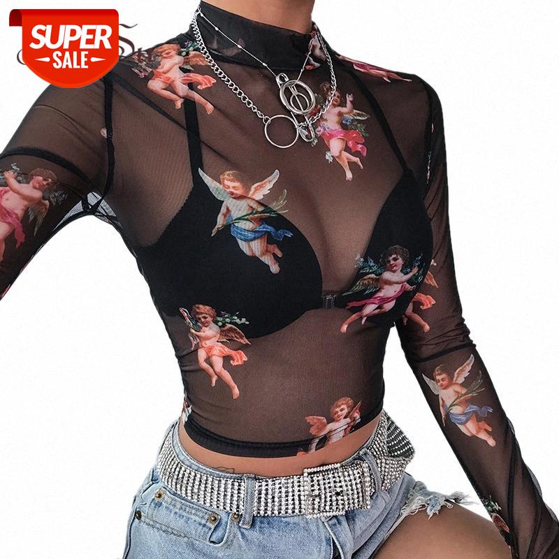 ArtSu 2020 Print Angel Top Transparent Black Mesh Top Crop Sexy Long Sleeve Friends Tshirt Women Streetwear Fashion ASTS20667 #Hj4f, White
ArtSu 2020 Print Angel Top Transparent Black Mesh Top Crop Sexy Long Sleeve Friends Tshirt Women Streetwear Fashion ASTS20667 #Hj4f, White