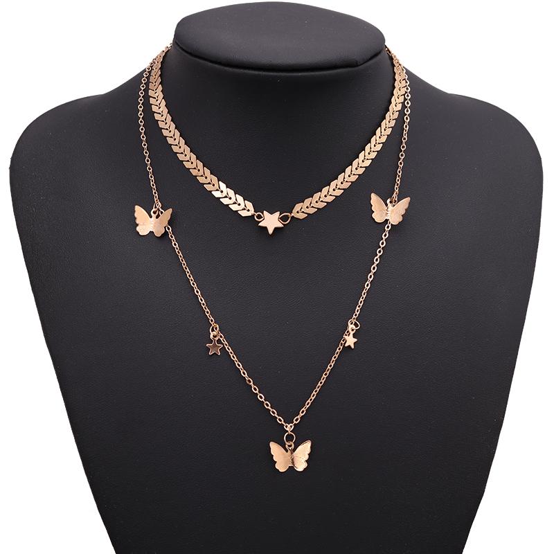 Hot Selling Gold Color Fish Bone Butterfly Stars Necklaces for Women Double Layer Clavicle Chain Jewelry Party Gifts
Hot Selling Gold Color Fish Bone Butterfly Stars Necklaces for Women Double Layer Clavicle Chain Jewelry Party Gifts