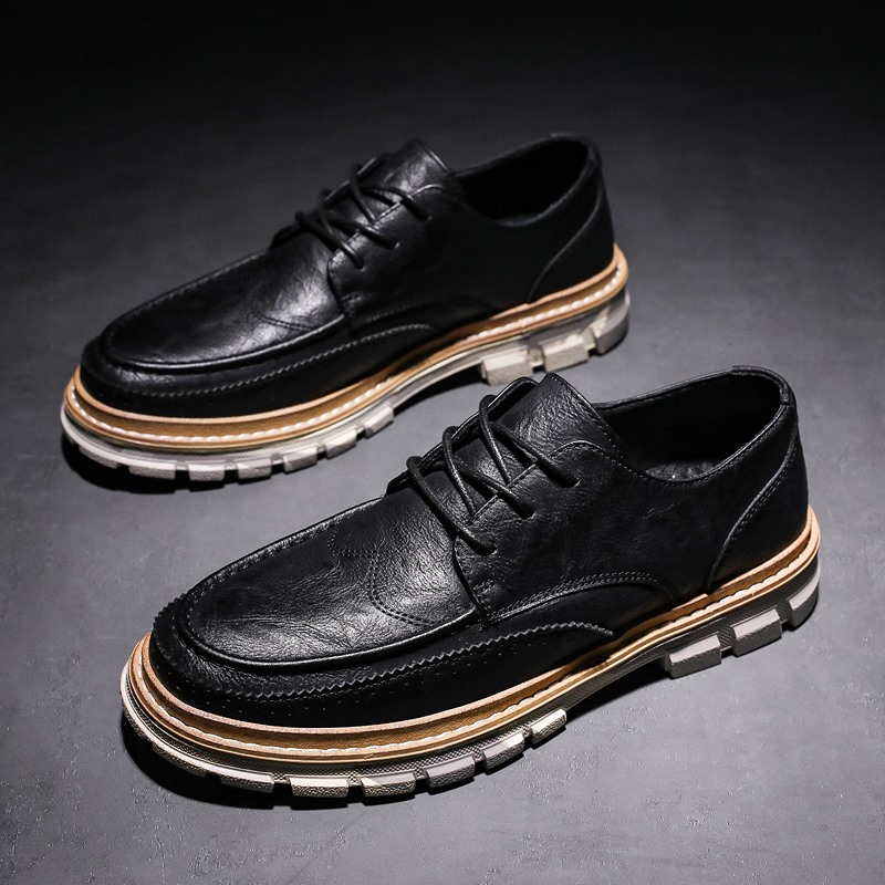 Men Oxfords Leather Shoe British Black Brown Shoes Handmade Comfortable Formal Men Flats Shoes Lace-Up Bullock 39-44