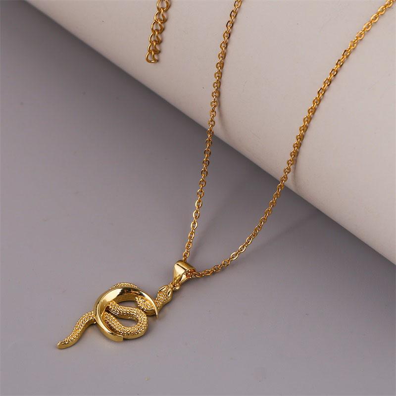 Fashion Female Gold Color Copper Metal Moon Snake Necklaces Pendants For Women Stainless Steel Chain Necklace Jewelry Gifts
Fashion Female Gold Color Copper Metal Moon Snake Necklaces Pendants For Women Stainless Steel Chain Necklace Jewelry Gifts
