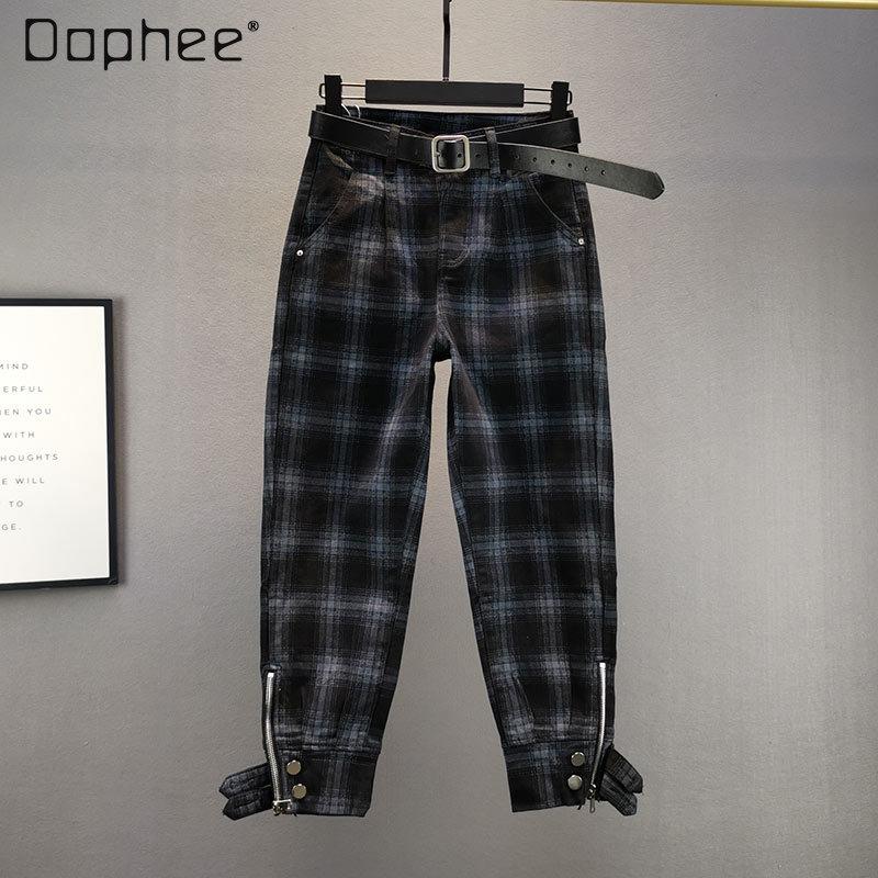 2021 New Spring Women's Cotton Elastic Plaid Jeans High Waist Loose Slim Plus Velvet Ankle-Length Harem Pants Trousers, Brown plaid
2021 New Spring Women's Cotton Elastic Plaid Jeans High Waist Loose Slim Plus Velvet Ankle-Length Harem Pants Trousers, Brown plaid
