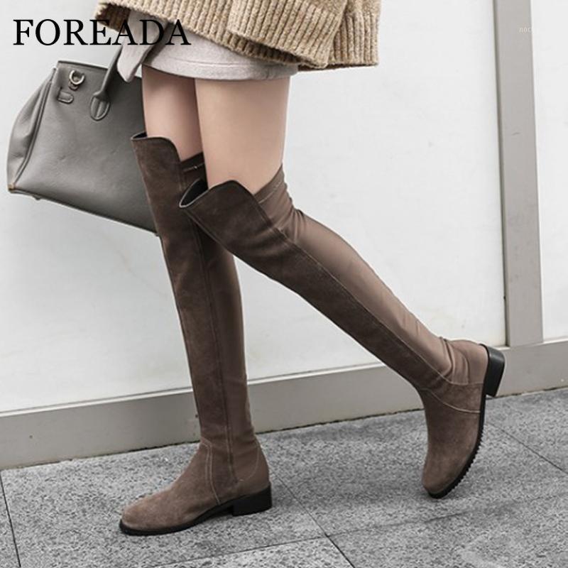 FOREADA Med Heel Over The Knee Boots Woman Real Leather Thigh High Boots Block Heel Long Female Slim Stretch Shoes Size 401, Black velvet lining
FOREADA Med Heel Over The Knee Boots Woman Real Leather Thigh High Boots Block Heel Long Female Slim Stretch Shoes Size 401, Black velvet lining