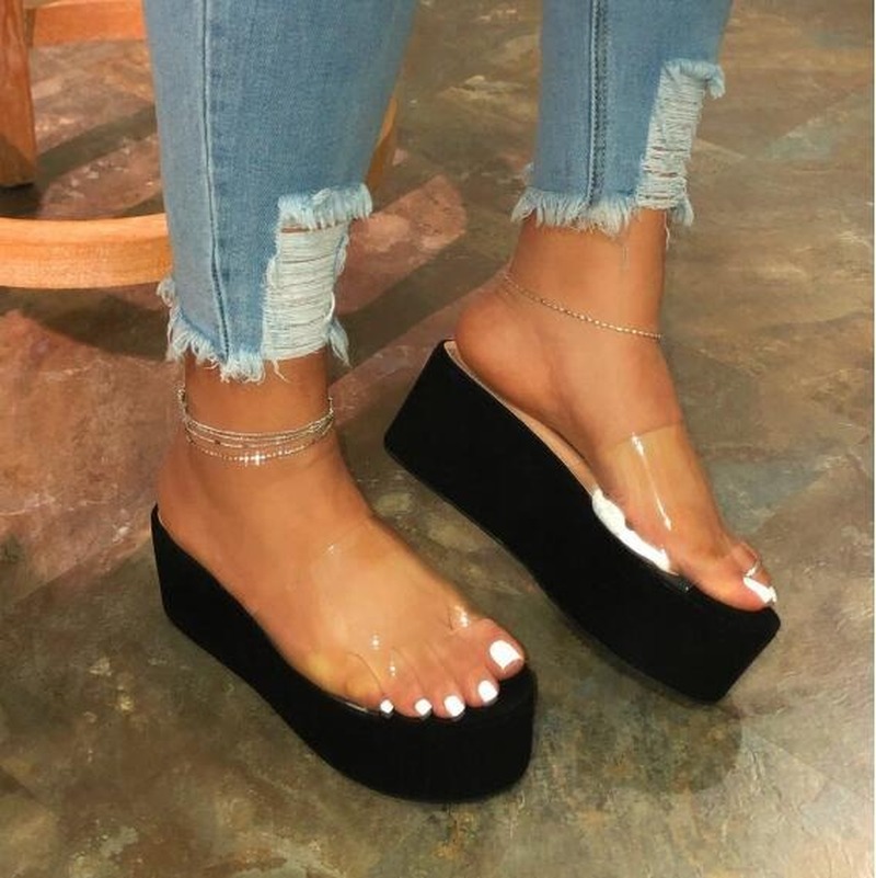 Colorful Women Slipper Waterproof Platform High Heel PVC Summer New Women Outdoor Beach Sandals Non-slip Durable Women Slippers, Black
Colorful Women Slipper Waterproof Platform High Heel PVC Summer New Women Outdoor Beach Sandals Non-slip Durable Women Slippers, Black
