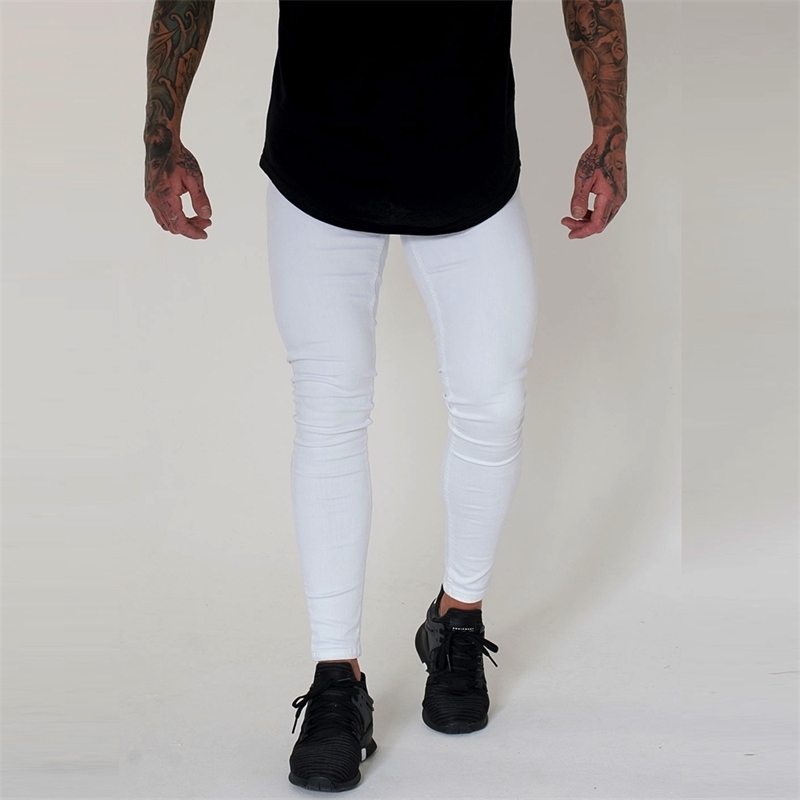 Wholesale Fashion Casual Black show thin denim Skinny jeans men hip hop motorcycle Biker nightclub Pencil pants men 201128