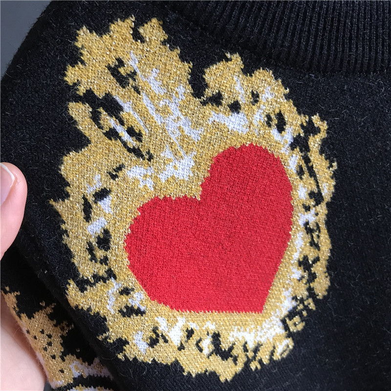 Vintag High Quality Christmas Knitted Sweater Autumn Winter Pullover Gem Heart Lurex Jacquard Knitwear Korean Loose Jumper C-428 201221