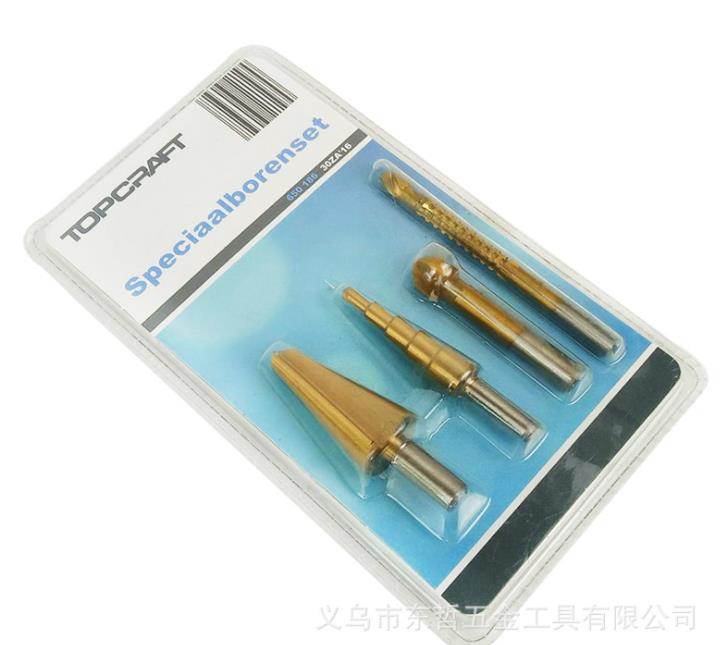 The new 4-piece titanium-plated drill bit set triangle shank step chamfering knife umbrella drill saw drill high speed steel reaming
The new 4-piece titanium-plated drill bit set triangle shank step chamfering knife umbrella drill saw drill high speed steel reaming