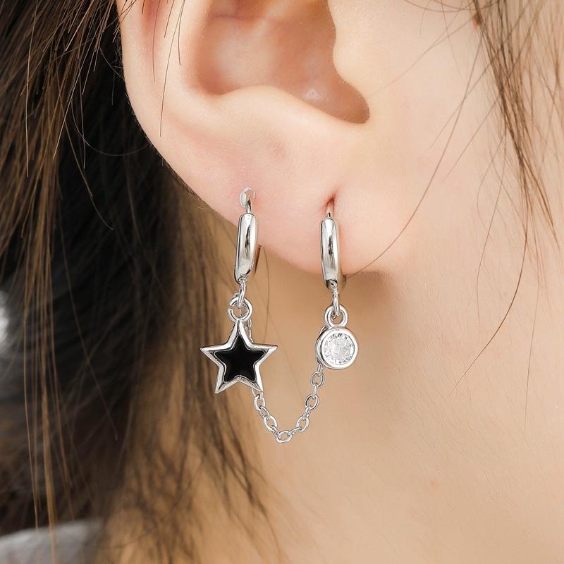 1 Piece Personality Double Ear Hole Hoop Earring Zirconia Black Glaze Star Chain Drop Earring For Women Punk Jewelry Sexy Gift
1 Piece Personality Double Ear Hole Hoop Earring Zirconia Black Glaze Star Chain Drop Earring For Women Punk Jewelry Sexy Gift