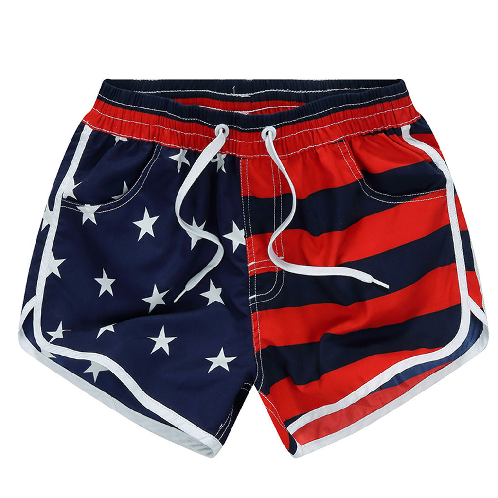 Perimedes Women Casual Beach Pants American Flag Stripes Stars Print Shorts Swim Board Shorts for Man Sweatpants#w5 T200612