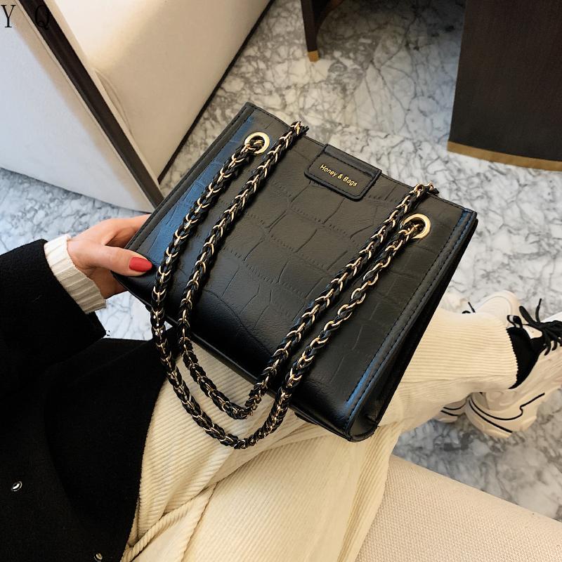 2021 winter new fashion shoulder bag stone pattern casual messenger bag chain female daily travel shopping luxury, Black
2021 winter new fashion shoulder bag stone pattern casual messenger bag chain female daily travel shopping luxury, Black