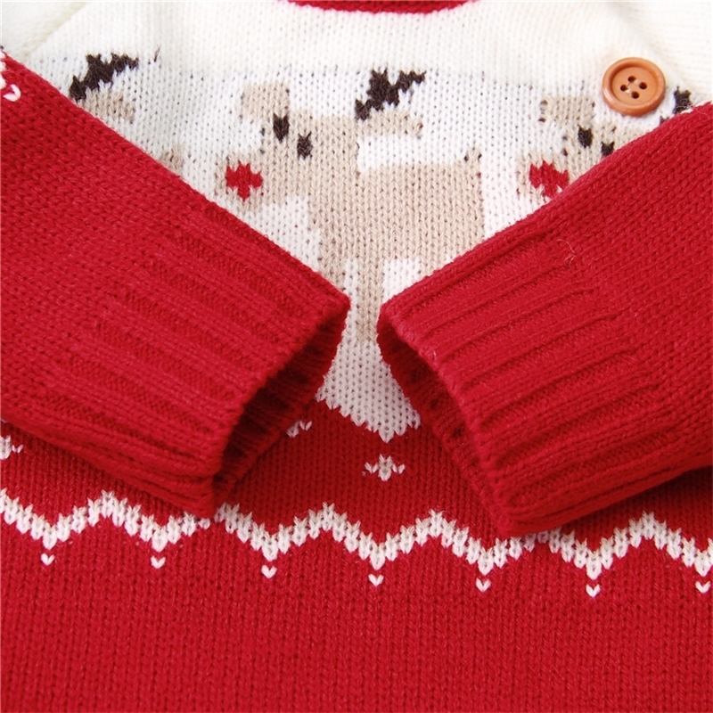 Christmas Baby Clothes Autumn Winter Knitted Baby Romper Deer Newborn Baby Boy Romper Infant Jumpsuit Cotton Toddler Girl Romper 201027