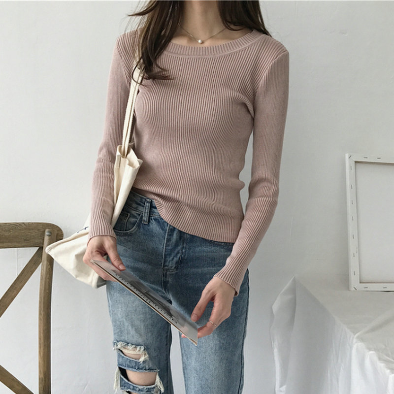 Spring Pink Knitted Sweater Women Clothes Black Korean Slim Pullover Tops Vintage White Winter Thin Woman Sweaters Autumn T200607