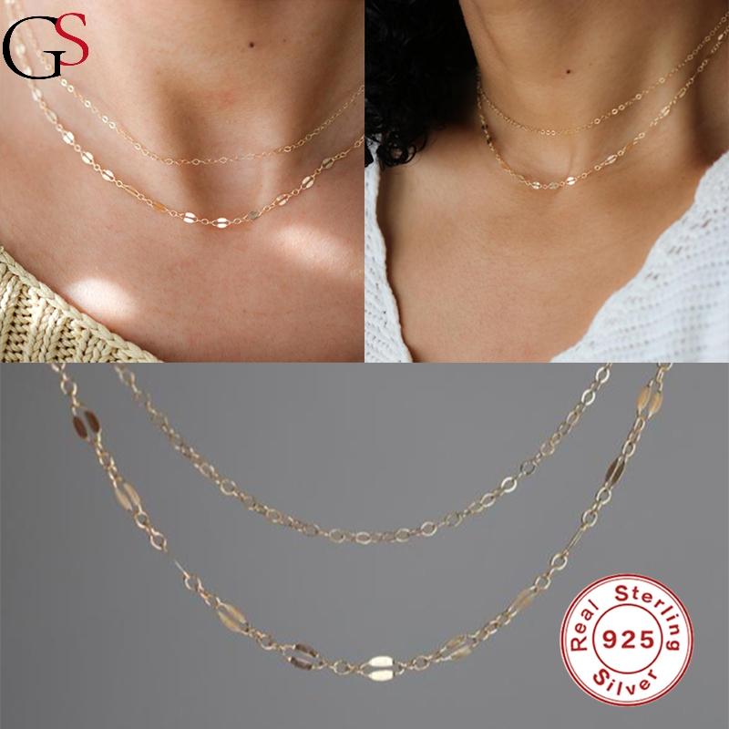 GS Necklace for Women 925 Sterling Silver Collares Fashion Layered Lace Glitter Chain Necklaces Fine Jewelry Gift For Party
GS Necklace for Women 925 Sterling Silver Collares Fashion Layered Lace Glitter Chain Necklaces Fine Jewelry Gift For Party