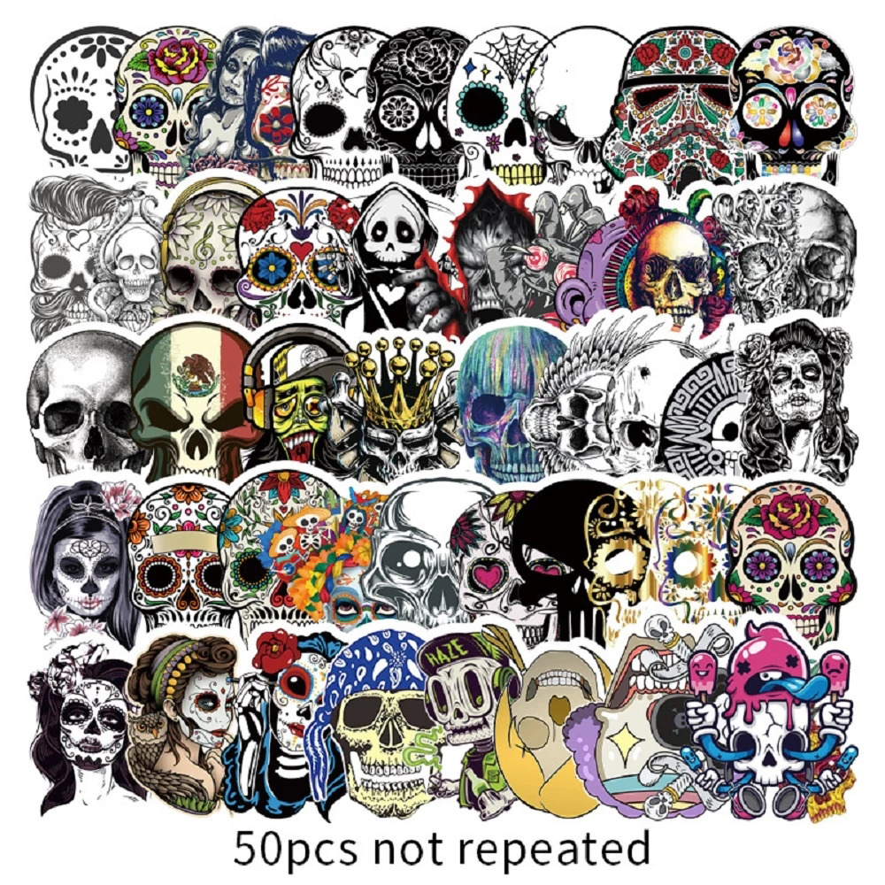 Mixed Horror Skull Stickers For Laptop Motorcycle Styling Luggage Suitcase Decals DIY Terror Scary Skull Graffiti Sticker Car