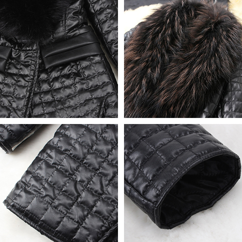 winter women thick long leather jacket plus size with fur collar slim solid office ladies coat outwear chaqueta mujer cuero 201110