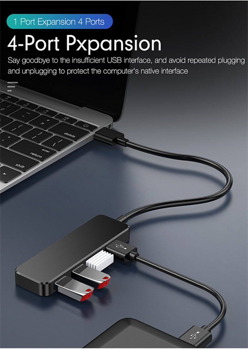 High Speed USB Hub Computer Adapter 4 Ports Multi USB 3.0 Splitter Extension Cable & TYPE C 3.0 to USB3.0 For Computer Laptop Mouse Keyboard Game Cont