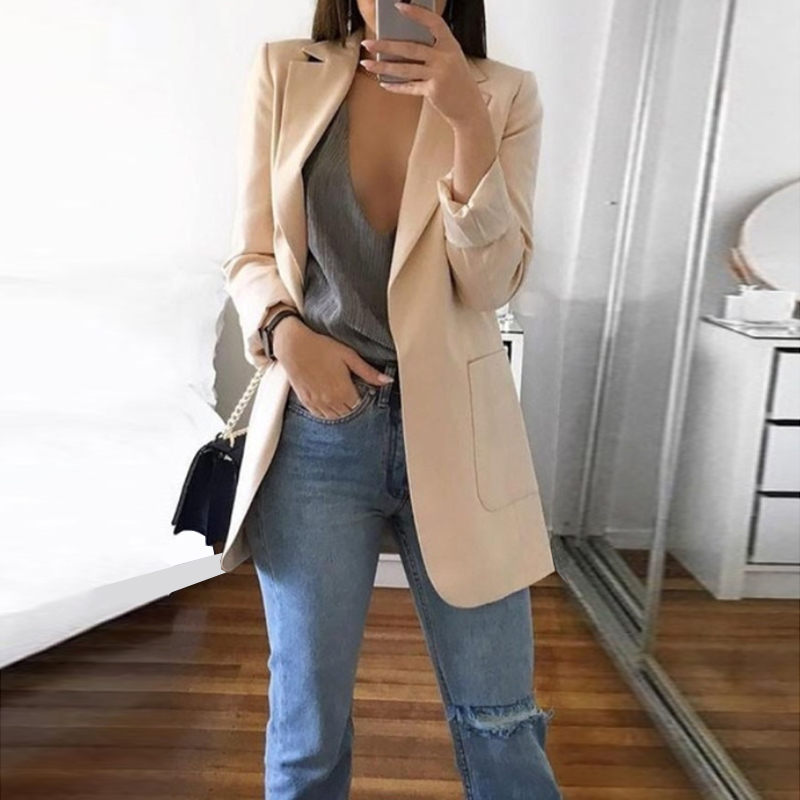 2021 New Spring Female Black Europa Fashion Streetwear Long Sleeve Pockets Ladies White Coats Office Work 8954, Dark blue
2021 New Spring Female Black Europa Fashion Streetwear Long Sleeve Pockets Ladies White Coats Office Work 8954, Dark blue