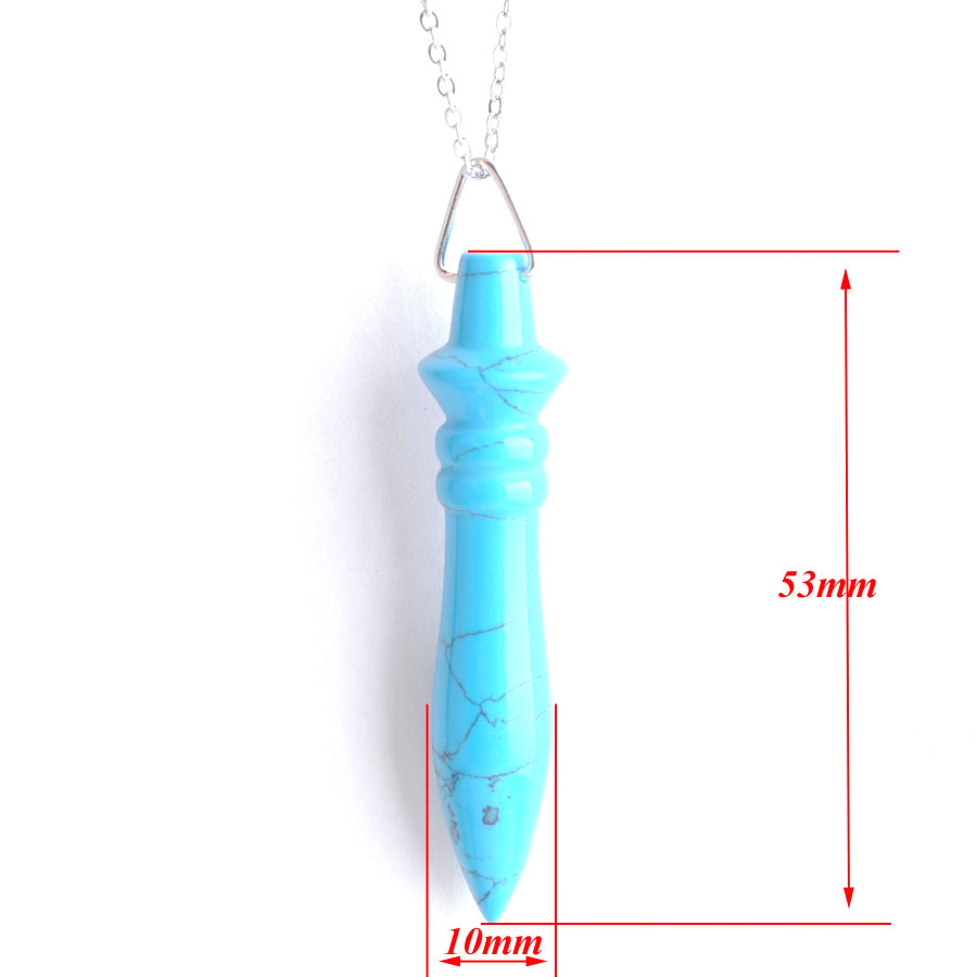 WOJIAER Natural Stone Pendants & Necklaces for Dowsing Cone Reiki Stone Amulet Pendule Divination Jewelry With chain DBE900