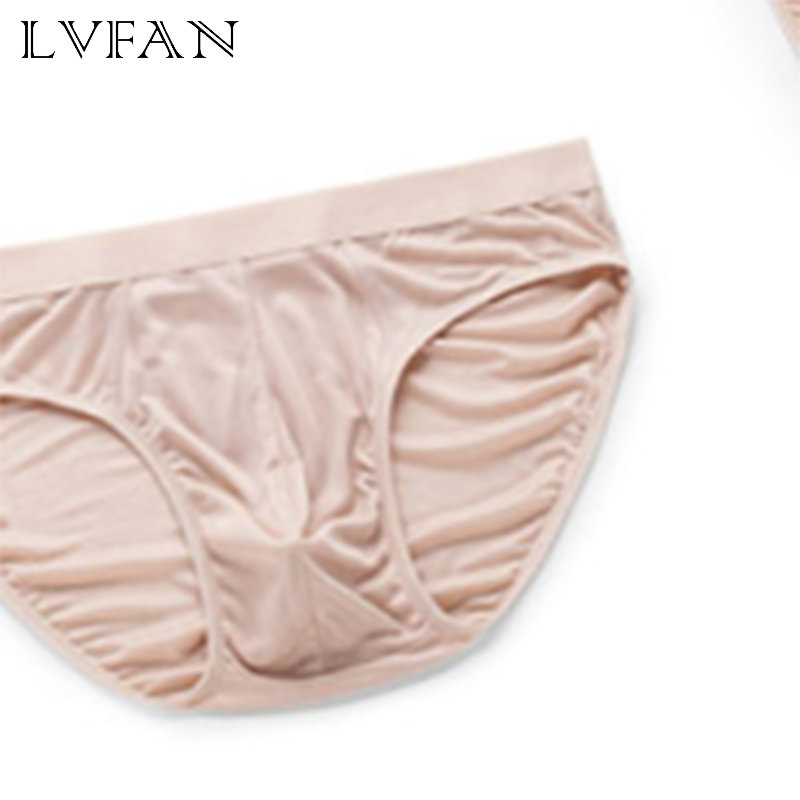 new pure color real silk underwear men's underwear thin ice cool triangular underwear Comfortable and soft pure color LVFAN K044 T200511