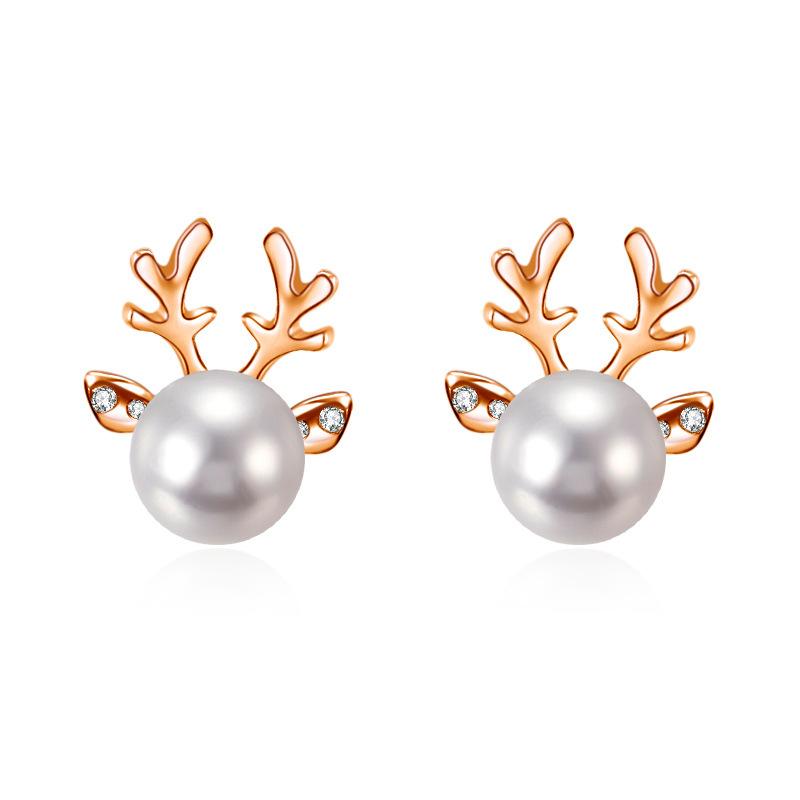 Stud ZG Fashion Earrings For Women Pearl Deer Animal Earring Arrival Christmas Female Gift Jewelry