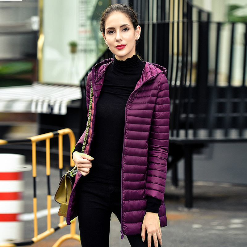 Long Ultra Light 80% White Duck Down Jacket Women Winter Coat Thin Female Winter Slim Long Warm Jacket Windproof Down Coat 4xl T200319