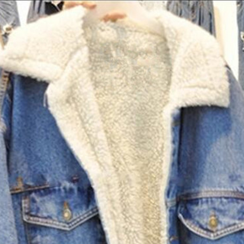 Women's Denim Clothing Winter Coat Thickened Denim Jackets Lamb Wool Warm Cotton Parka Casual Loose Outwear FC228 201217