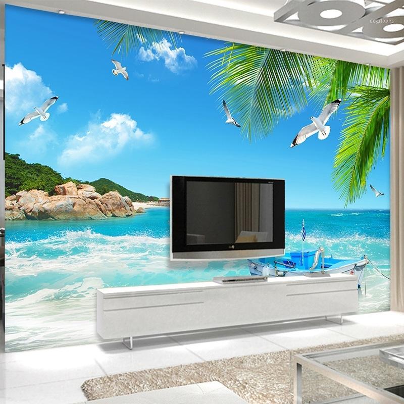 

Drop Shipping Custom 3D Mural Wallpaper 3D Romantic Dolphin Bay Seascape Home Decor Modern Wallpaper Papel De Parede1, As pic