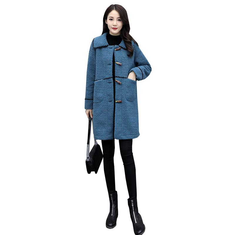 2020 Autumn Winter Cashmere Women Trench Ladies Plus Size Fashion Solid Fleece Coat Female Slim Warm Long Sleeve Coat, Blue 
2020 Autumn Winter Cashmere Women Trench Ladies Plus Size Fashion Solid Fleece Coat Female Slim Warm Long Sleeve Coat, Blue