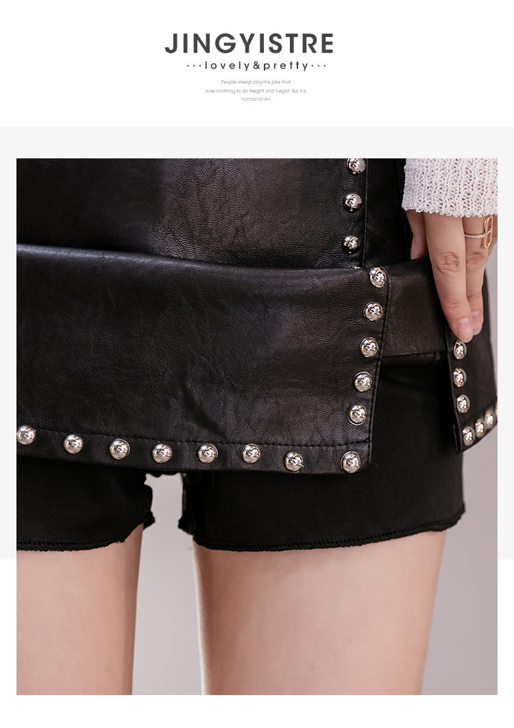 New design fashion womens high waist PU leather rivets patchwork sexy vent jag short pencil skirt boot cut plus size skirt SMLXLXXL3XL