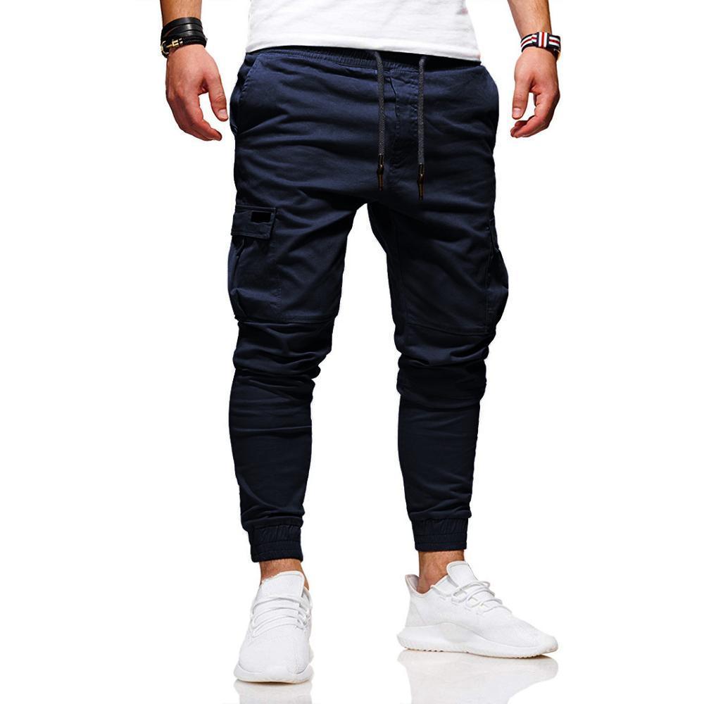 Men Casual Joggers Pants Solid Thin Cargo Sweatpants Male Multi-pocket Trousers Mens Sportswear Hip Hop Harem Pencil Pants 201126