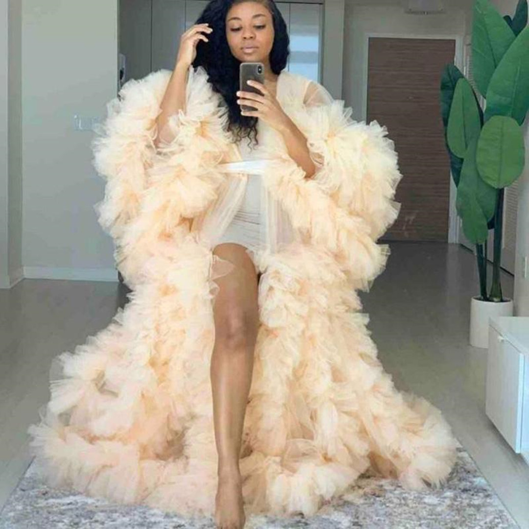 Luxury Maternity Evening Dresses Robe Sexy Illusion Tiered Ruffles Photoshoot Babyshower Bathrobe Kimono Party Birthday Dress, Ivory
Luxury Maternity Evening Dresses Robe Sexy Illusion Tiered Ruffles Photoshoot Babyshower Bathrobe Kimono Party Birthday Dress, Ivory