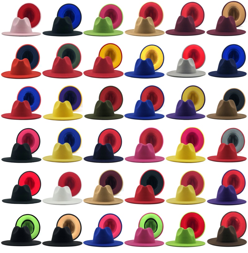 Men women Panama Cap Jazz Formal Hat Lady Felt Fedora Hats fashion Patchwork wide Brim caps Trilby Chapeau Autumn Winter hat, Random mix color
Men women Panama Cap Jazz Formal Hat Lady Felt Fedora Hats fashion Patchwork wide Brim caps Trilby Chapeau Autumn Winter hat, Random mix color