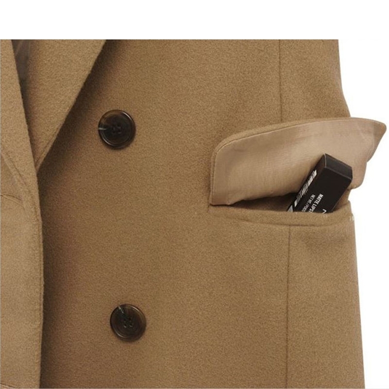 Plus Size Autumn Winter Women Casual Solid Wool Jackets Blazers Female Elegant Double Breasted Long Coat Ladies Cloth Y201001