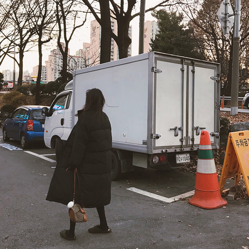 JuneLove Women's Oversize Over Knee Long Warm Coat Vintage Winter Cotton-Padded Jacket Parkas Casual Korean Female Thick Outwear 201217