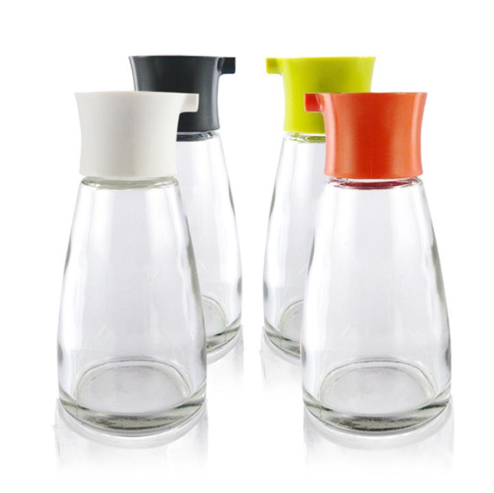 Kitchen Tools Dripless Glass Soy Sauce Dispenser Pot Cooking Utensils Controllable Leakproof Olive Oil Vinegar Cruet Bottle with Green White Black Cap
