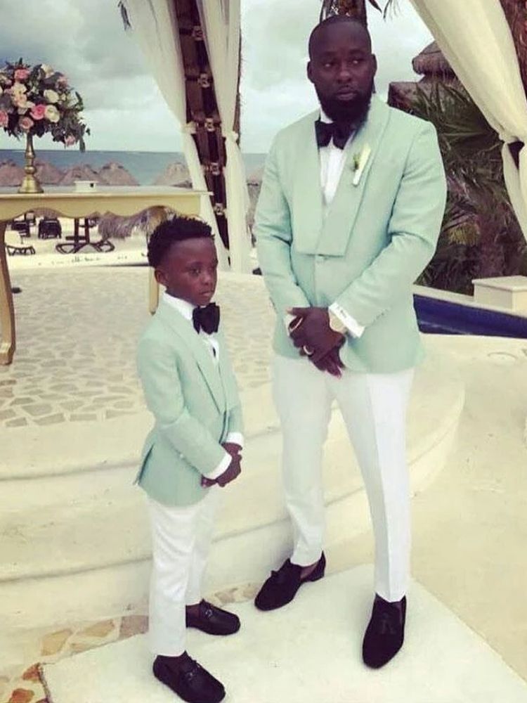 Mint Green 2 Pcs Mens Tuxedo Groom Suits for Weddings Boy Wedding Suits Man Blazer Jacket Pants Prom Party Terno Masc Slim Fit Beach Boho Men Formal W