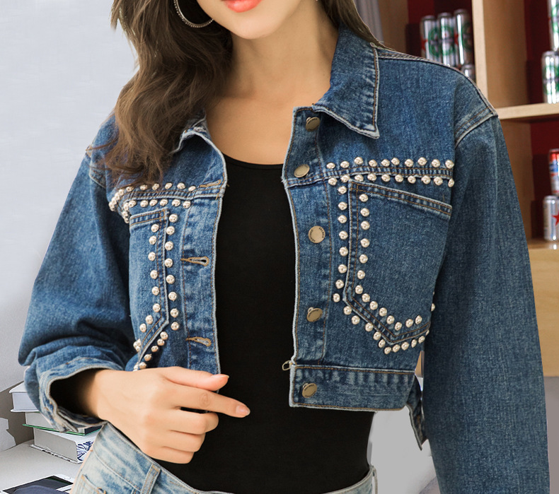 2021 New Short Riveite Long-sleeve Casual Cropped Jacket Jeans Women's Jackets Xjvp, Wathet
2021 New Short Riveite Long-sleeve Casual Cropped Jacket Jeans Women's Jackets Xjvp, Wathet