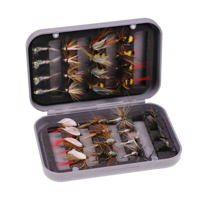 ICERIO 32pcs/Box Trout Fly Fishing Assorted Flies Kit Nymph Dry Wet Flies Fishing Fly Lure Bait 220107