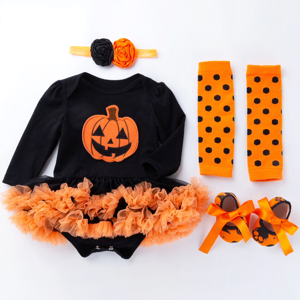 2020 Newborn Baby Boy Girl Halloween Rompers Long Sleeve Cotton Jumpsuits Pumpkin Novelty Outfit 0-24M Baby Halloween Costume Y1221