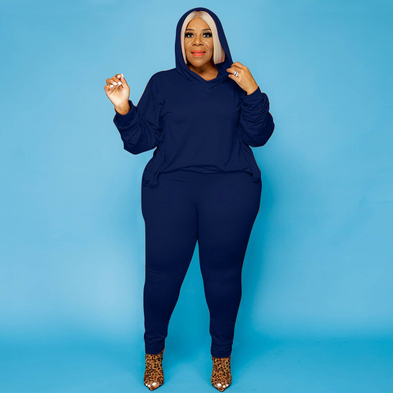 Plus size 3X 4X 5XL women bigger size sweatsuits fall winter clothing tracksuits pullover hoodie+pants two piece set casual sportswear 4239