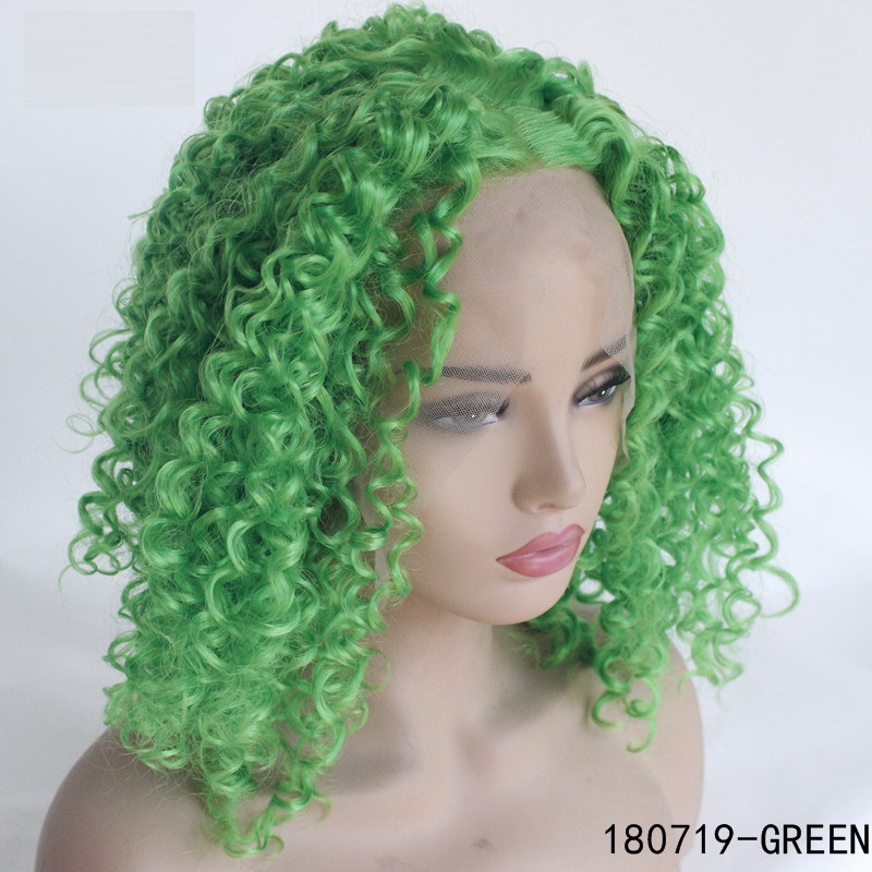Green Color Synthetic Simulation Human Hair Lace Front Wigs 14~26 inches Perruques de cheveux humains 180719-GREE