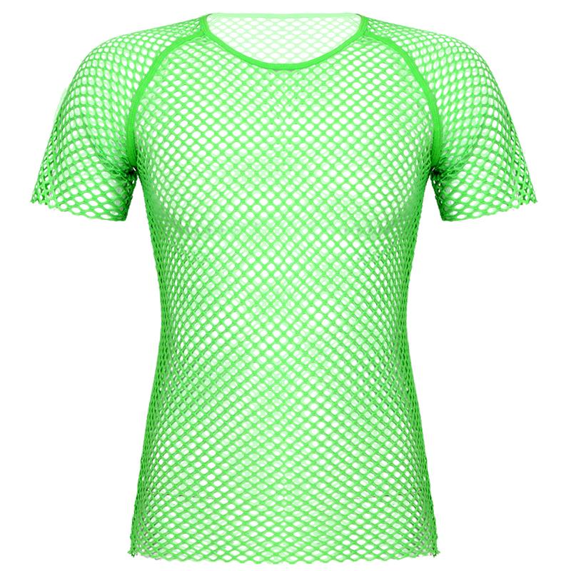 Mens See-through Hollow Out Fishnet Shirts Round Neck Short Sleeve Tops Nightwear Clubwear Bar Stage Performance Costume, White
Mens See-through Hollow Out Fishnet Shirts Round Neck Short Sleeve Tops Nightwear Clubwear Bar Stage Performance Costume, White