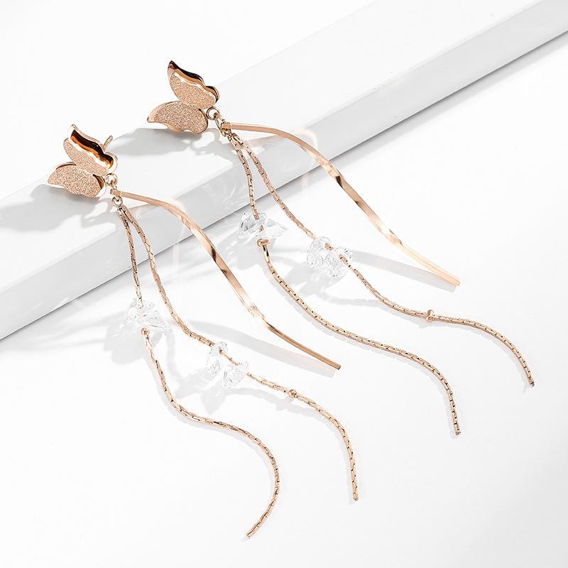 New Arrival Zircon Butterfly Tassel Stud Earring Line Rose Gold Color Woman Gift Titanium Steel Jewelry Not Fade1
New Arrival Zircon Butterfly Tassel Stud Earring Line Rose Gold Color Woman Gift Titanium Steel Jewelry Not Fade1