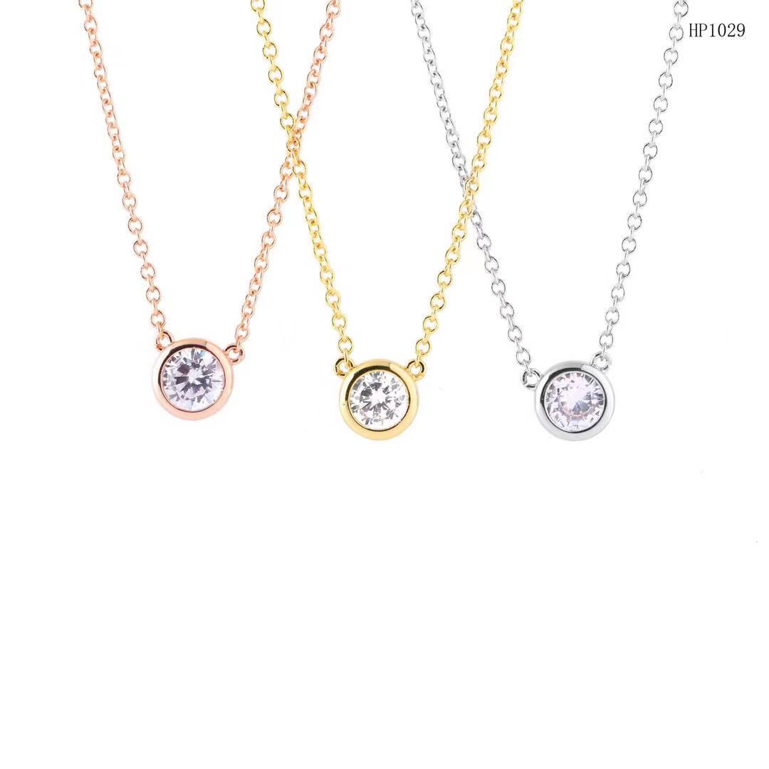 fashion necklace women single white diamond necklaces whole designer jewelry womens Stainless Steel clavicle chain Heart heali4812