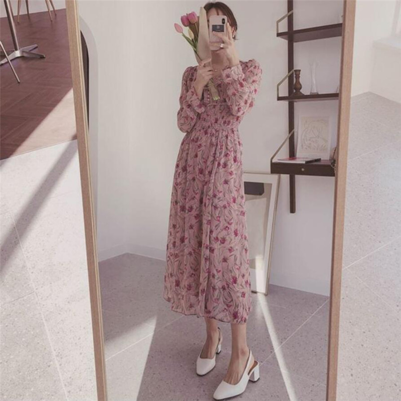 Floral Print Women Waistband Elastic v Neck Mid-calf Dress Femme Q339 Korean Sweet Vintage Style Lh2t, Pink.
Floral Print Women Waistband Elastic v Neck Mid-calf Dress Femme Q339 Korean Sweet Vintage Style Lh2t, Pink.
