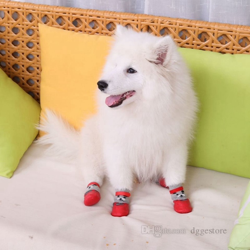 Cat Boots Shoes Soc Dog Apparel with Adjustable Waterproof Breathable and Anti-Slip Sole All Weather Protect Paws 6 Color Wholesale Only for Tiny Dogs