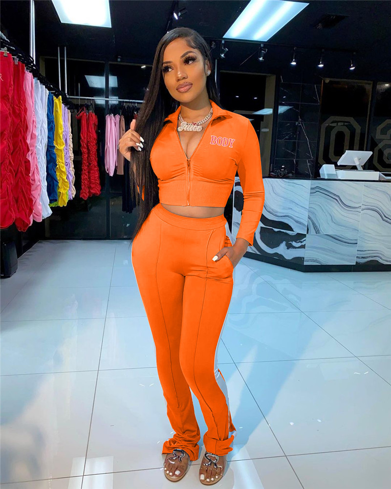 Fall winter clothing Women tracksuits jogger suit long sleeve outfits jacket crop top+stack pants two piece set plus size-2X sweatsuits 4343